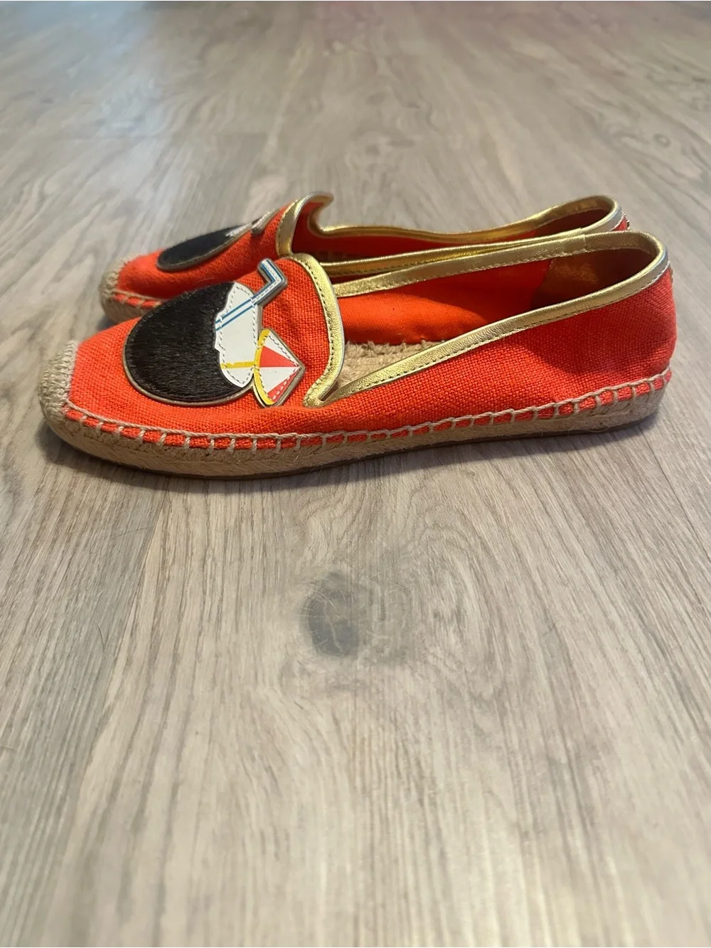 Tory Burch Coco Coconut Cocktail Embellished Espadrille Flats, Size 6.5 - Picture 5 of 6